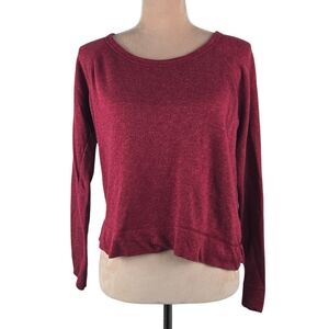 James Perse Cropped French Terry Raglan Pullover Red Size 2 = Small